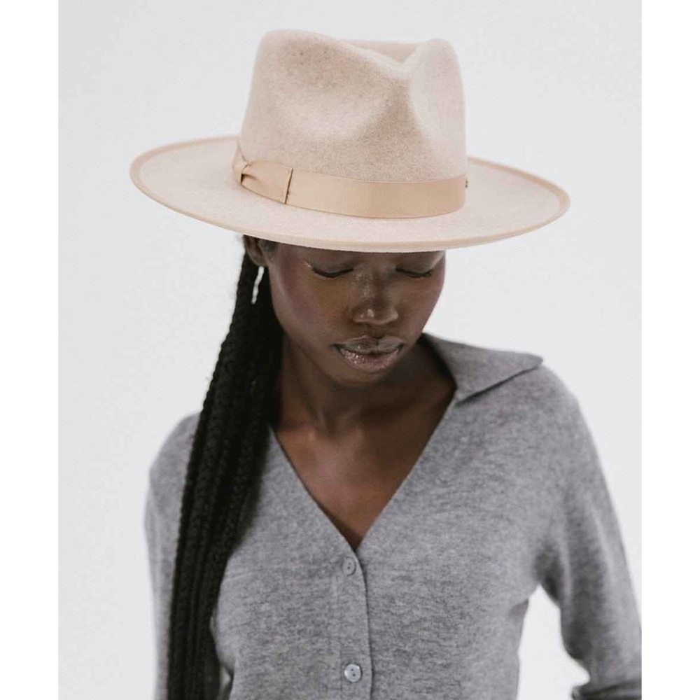 GIGI‎ PIP Monroe Rancher Fedora 100% Australian Wool Felt Hat In Oatmeal Size 53